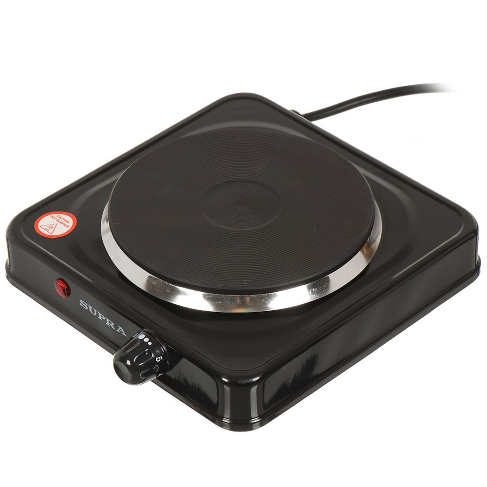 Плита электрическая Supra, HS-192, 1000 Вт, 1 конф, диск, эмаль, механ, пер повор, чер
