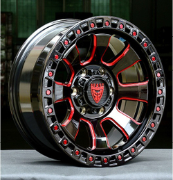 Диск колёсный литой BEAST OFFROAD 9604N R17 8,5 ET0 Red Gloss Black W Milled Spokes