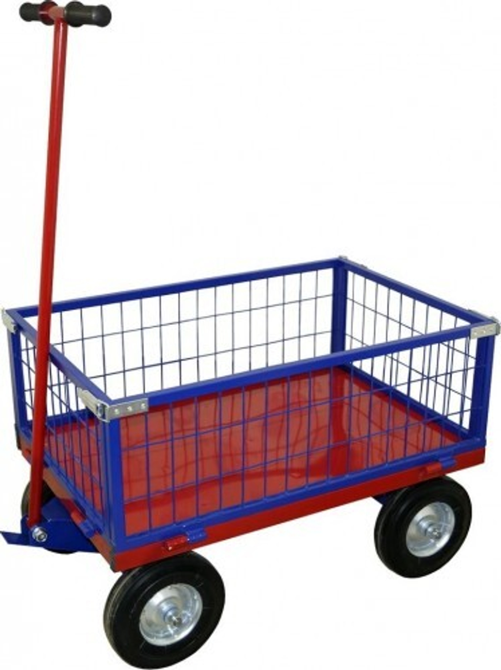 Тележка с сетчатым бортом Rusklad ТПОБ-5С 700х1200 мм, до 450 кг, пневматические колеса ТПОБ 5 С пневмо