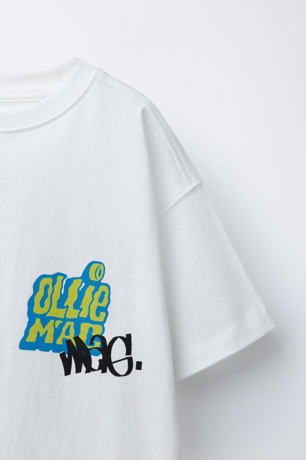 ZARA ФУТБОЛКА С ПРИНТОМ, БЕЛЫЙ