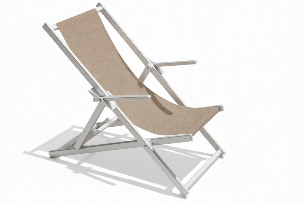Кресло-шезлонг текстиленовое складное Magnani Sdraio, серебристый, серо-коричневый
