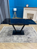 Кухонный раздвижной стол "Леон", черный мрамор