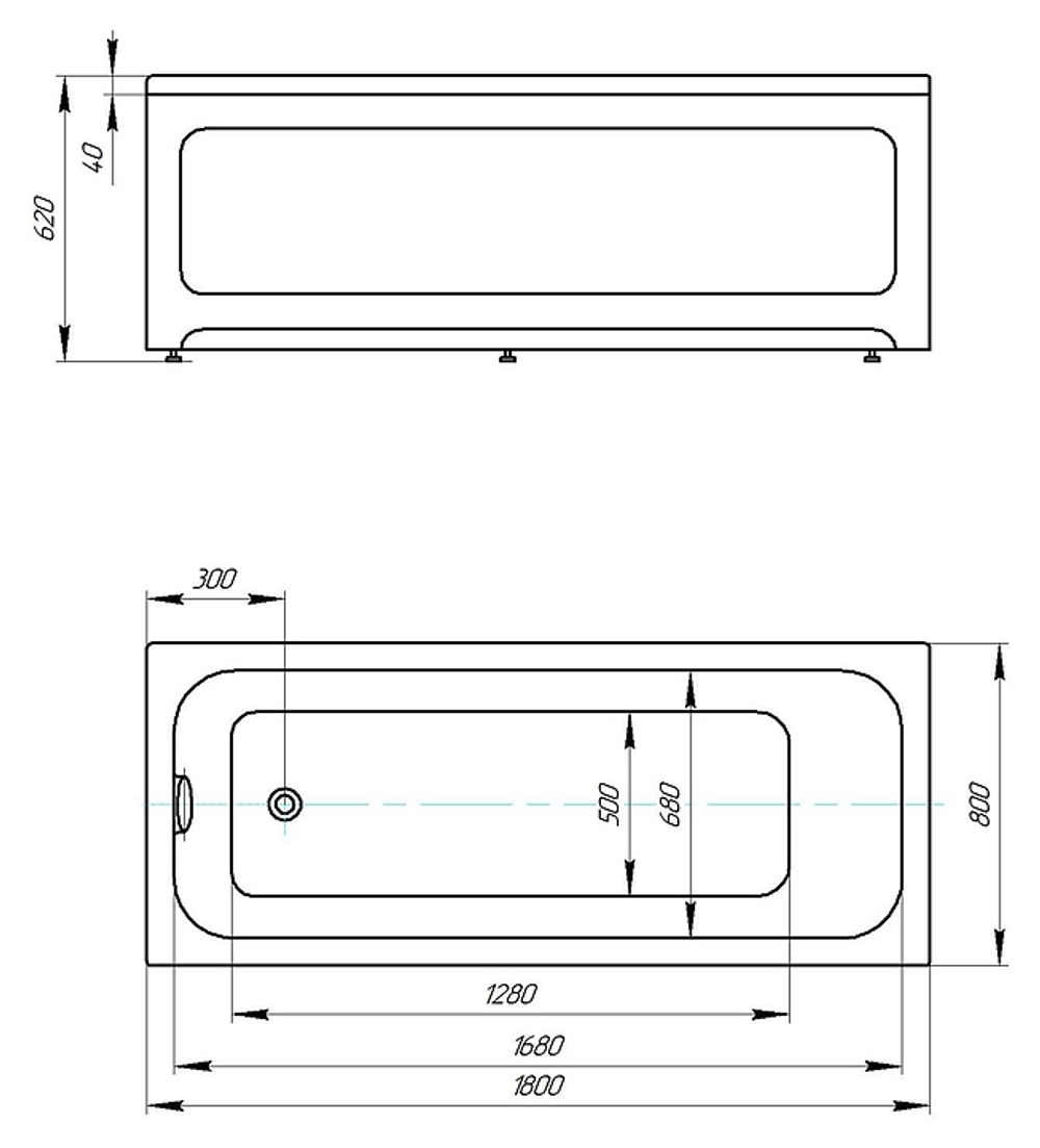 Ванна акриловая Azario Bella 180х80 пристенная (AV.0020180)