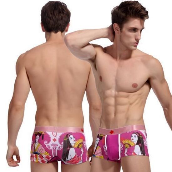 Мужские трусы хипсы фуксия с принтом "Бубновая Дама" Superbody Cards Diamonds Boxer