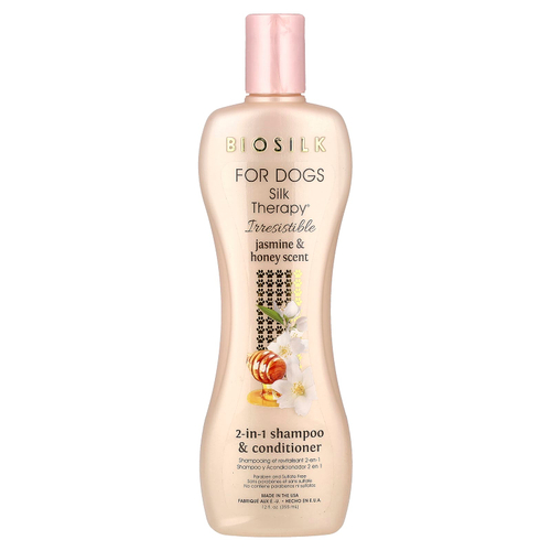 Biosilk, шелковый Therapy®, шампунь и кондиционер 2 в 1, для собак, жасмин и мед, 355 мл (12 жидк. унций)