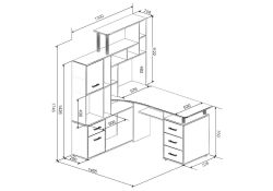 Стол компьютерный Джаз-15 146,5х130х174,6 левый венге / дуб молочный