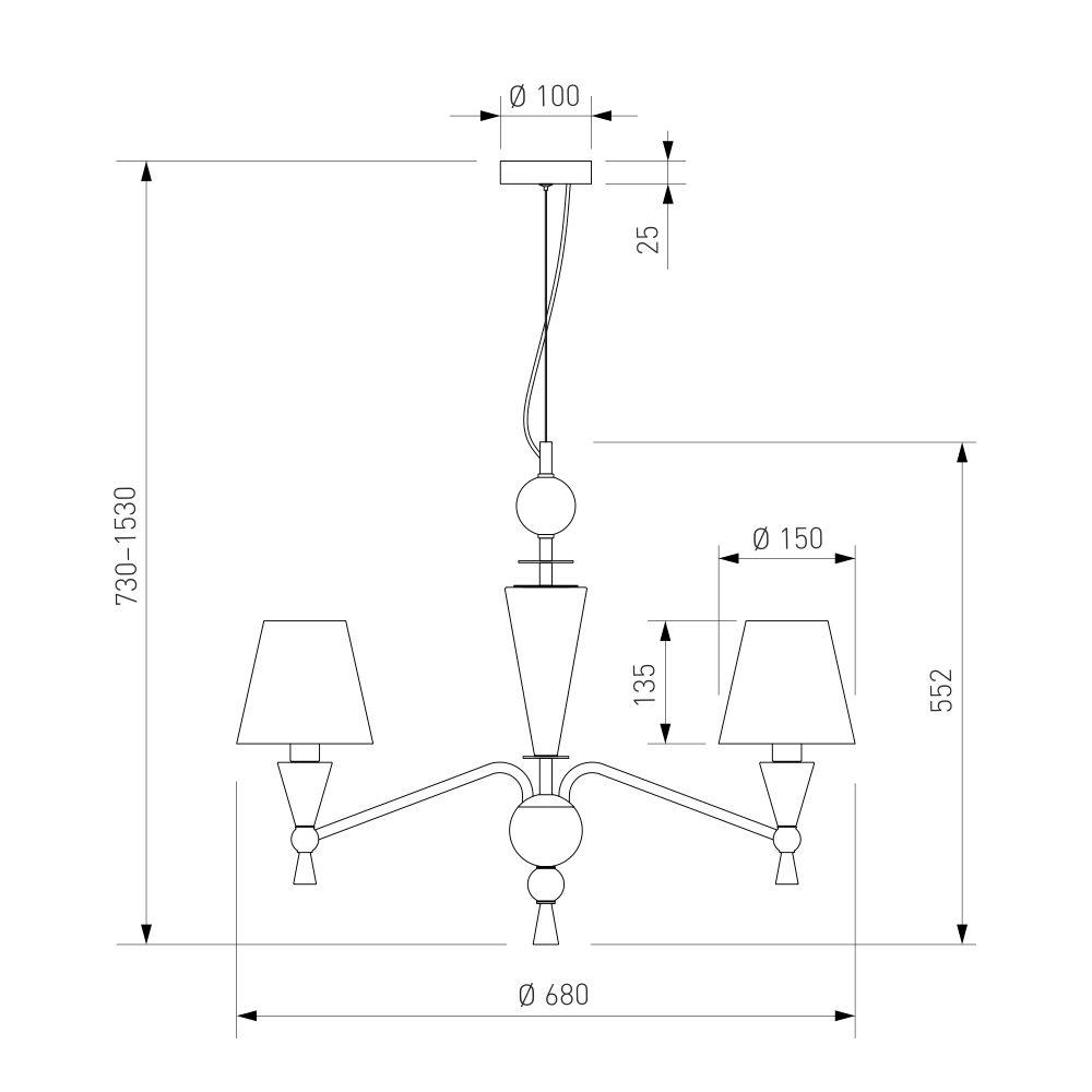 Умная люстра с декором из керамики 101014/6