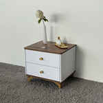 Тумба прикроватная на ножках с ящиками ROYAL 5303 эко (Дуб Веллингтон-Золото-р.золото)