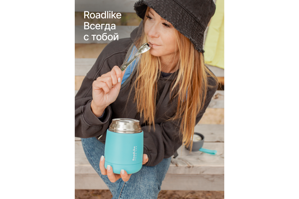 Термос для еды RoadLike Jar 420мл, голубой