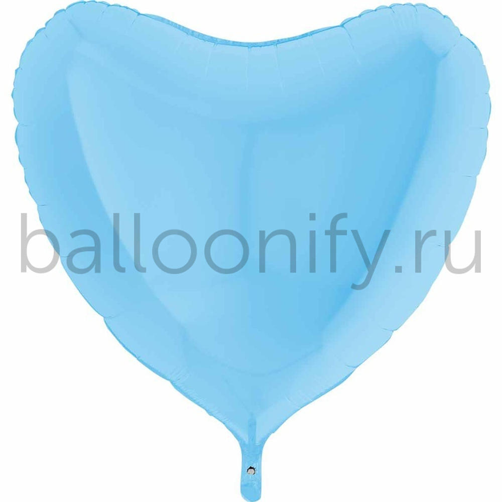 Фольгированная фигура, сердце, 36"/91СМ Пастель Matte Blue