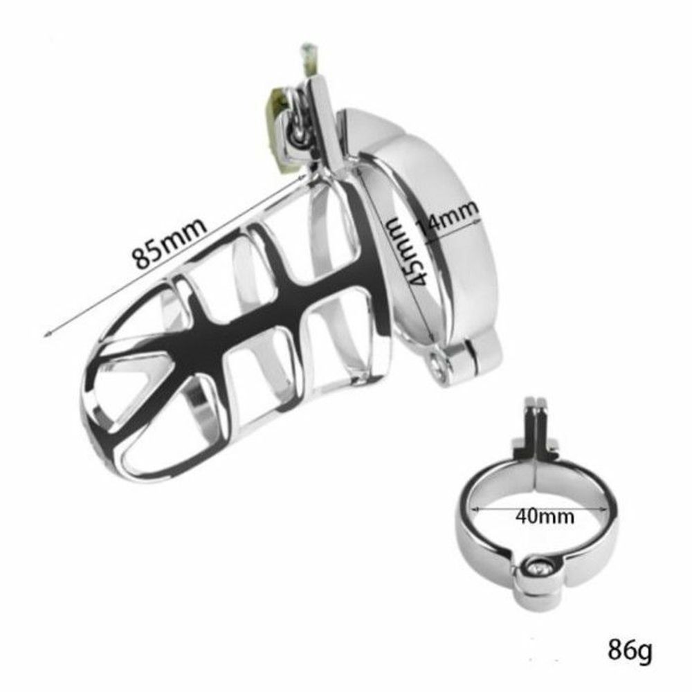 Серебристый мужской пояс верности «Клетка целомудрия № 2» (Цвет: серебристый)