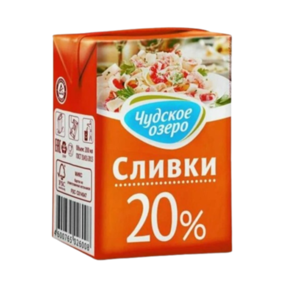 Сливки Чудское озеро 20 % 200 мл