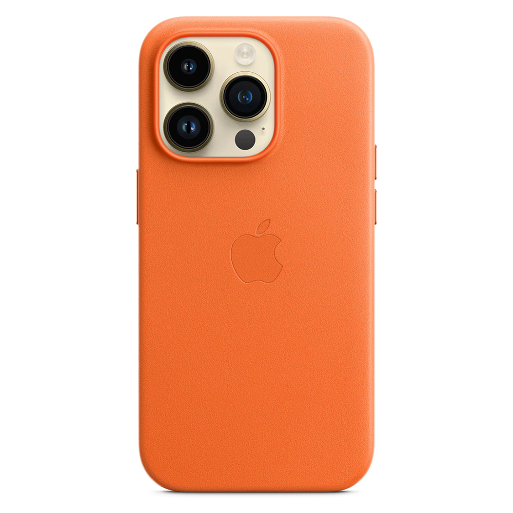 Кожаный чехол с поддержкой MagSafe Apple Leather Case для iPhone 14 Pro, Orange (Оранжевый)
