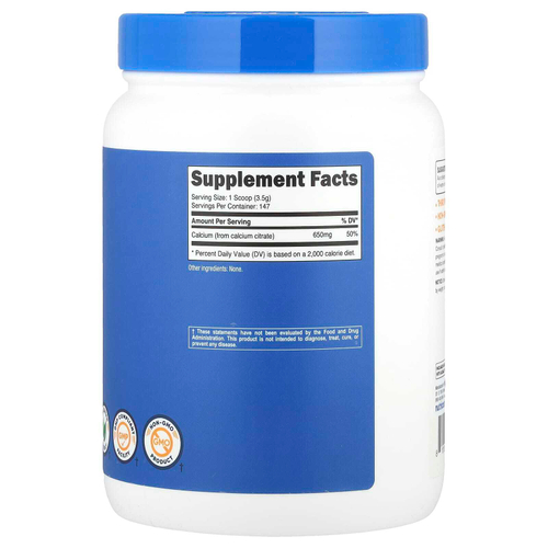 Nutricost, Цитрат кальция, без добавок, 500 г (17,9 унции)