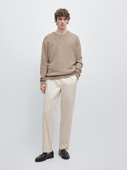 Massimo Dutti Брюки Barrel Fit приталенного кроя, бежевый