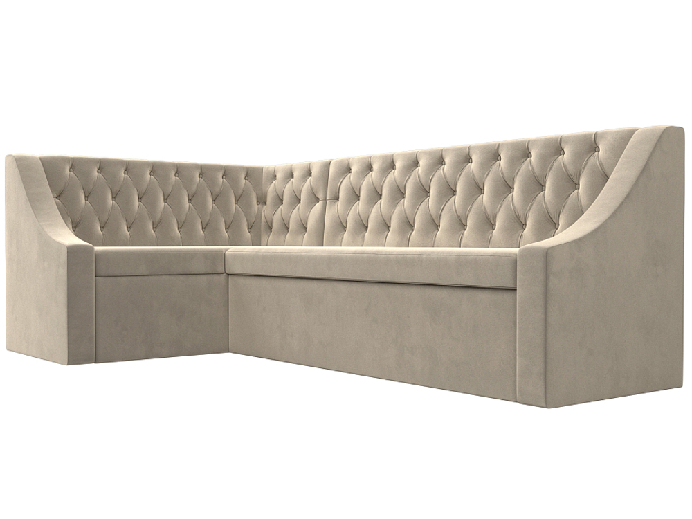 Диван кухонный угловой Мерлин левый угол, Бежевый, Микровельвет, 100450L