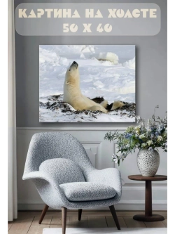 Картина на стену 40 X 50 Белый медведь