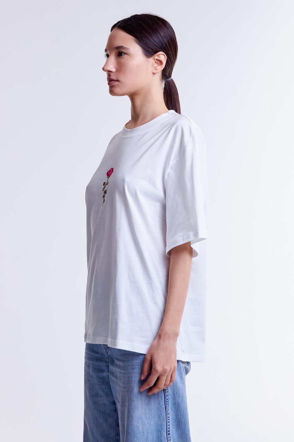 Футболка Гербарий Роза Экрю