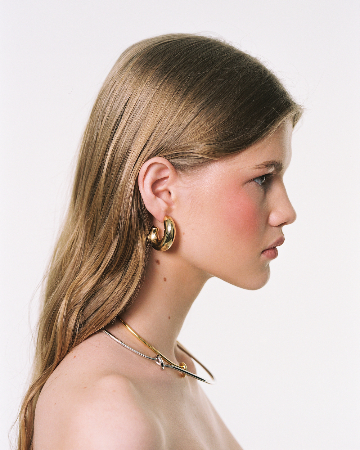 Серьги-полый овал, золото