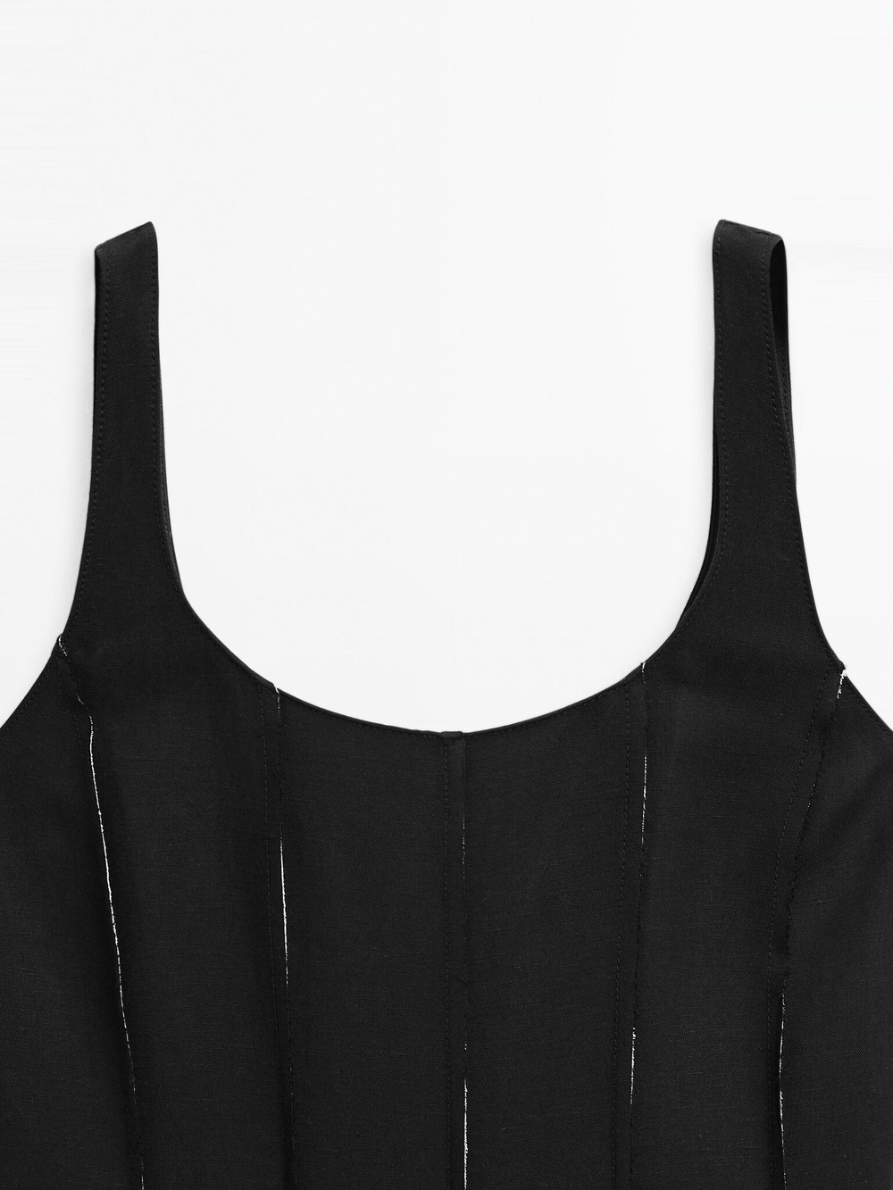 Massimo Dutti Длинное струящееся платье из льняной смеси, черный