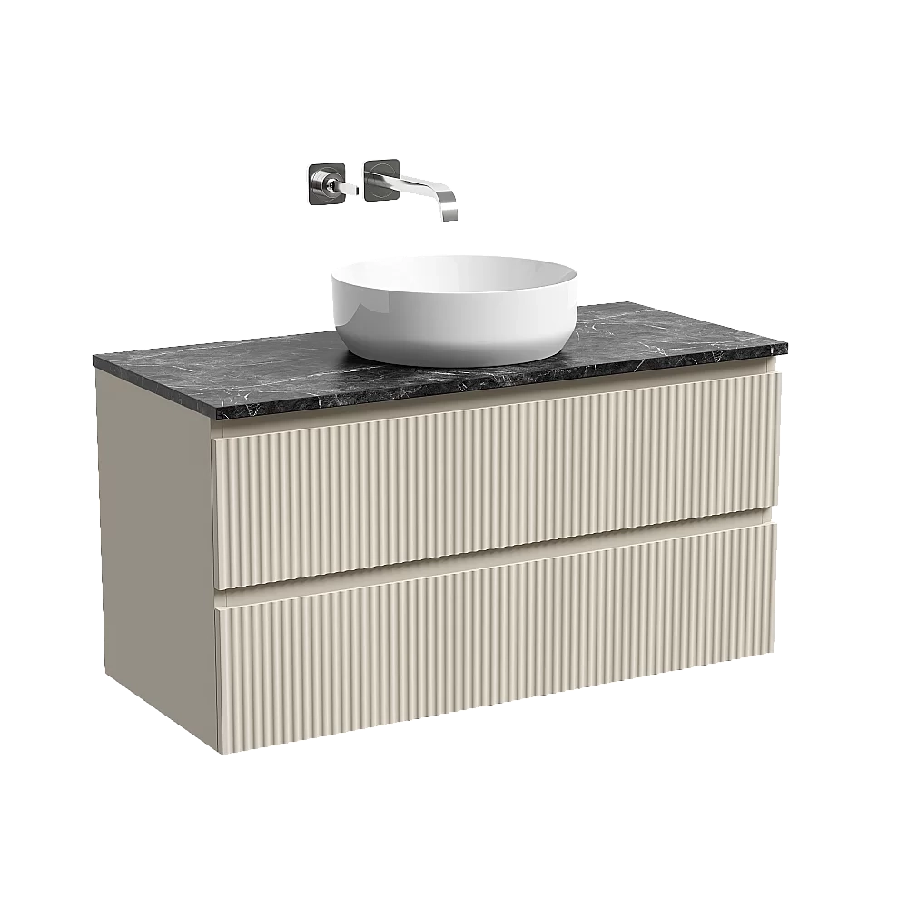 Тумба с раковиной Sancos SNOB R 100 со столешницей, бежевая матовая