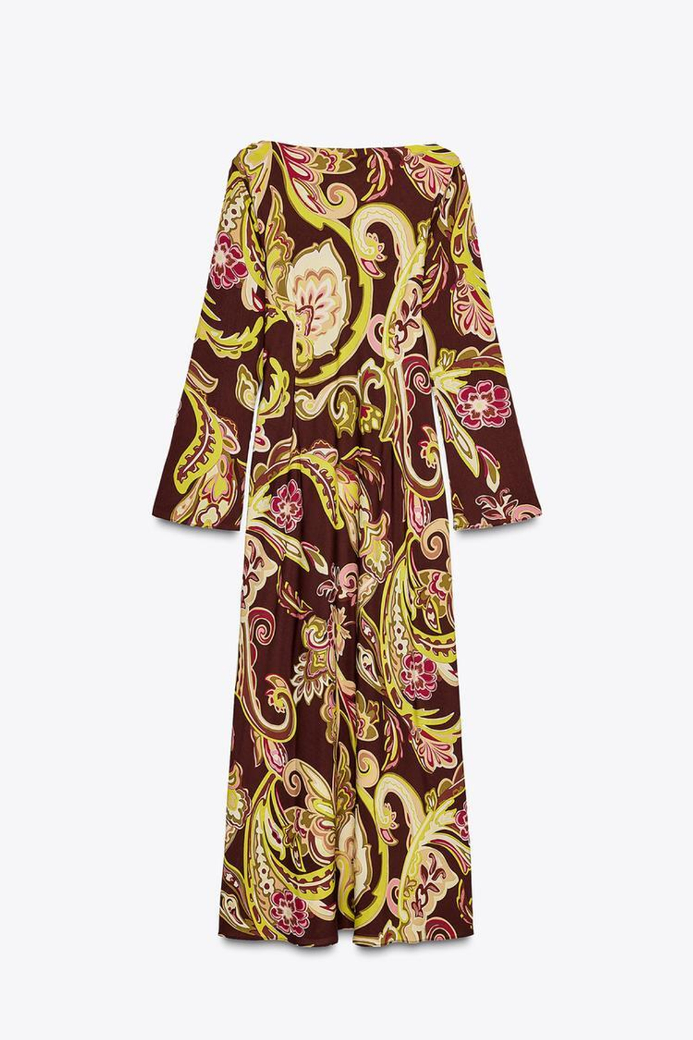 ZARA ПЛАТЬЕ МИДИ С ПРИНТОМ, РАЗНОЦВЕТНЫЙ