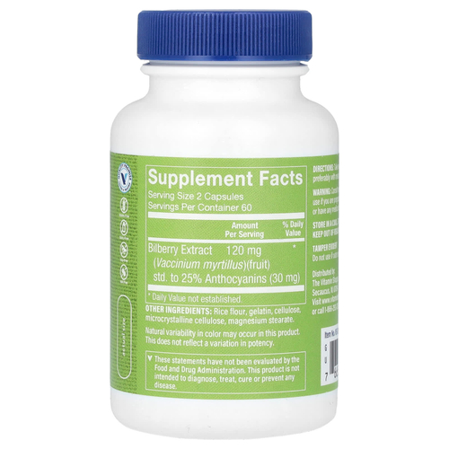 The Vitamin Shoppe, экстракт черники, 120 капсул (60 мг в 1 капсуле)
