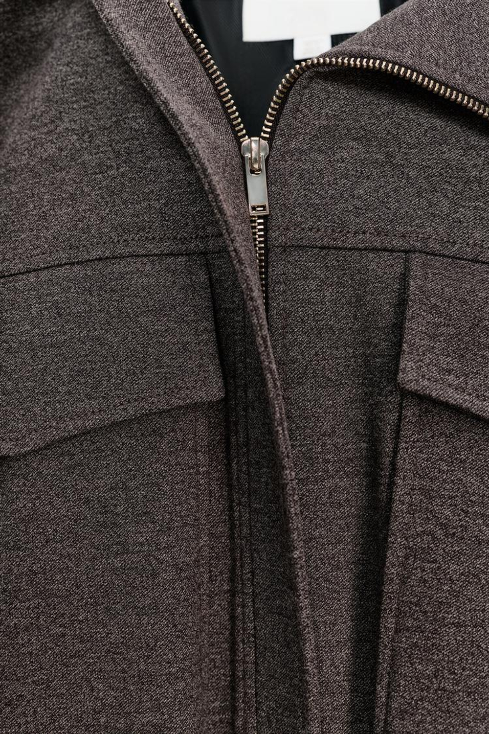 ZARA БОМБЕР С ВОРОТНИКОМ-СТОЙКОЙ, КОРИЧНЕВЫЙ МЕЛАНЖ