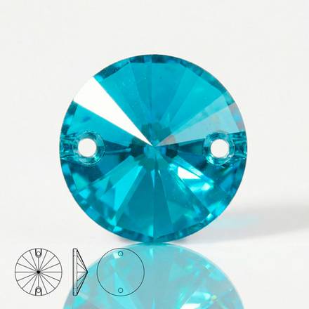 Стразы пришивные из стекла, цвет Aquamarine, форма Rivoli