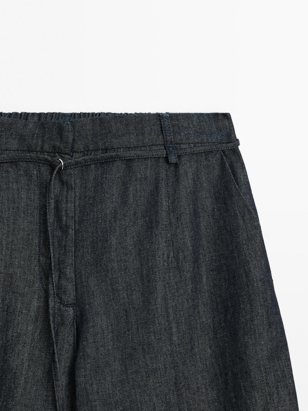 Massimo Dutti Джинсы с высокой талией и широкими штанинами, с ремнем, синий