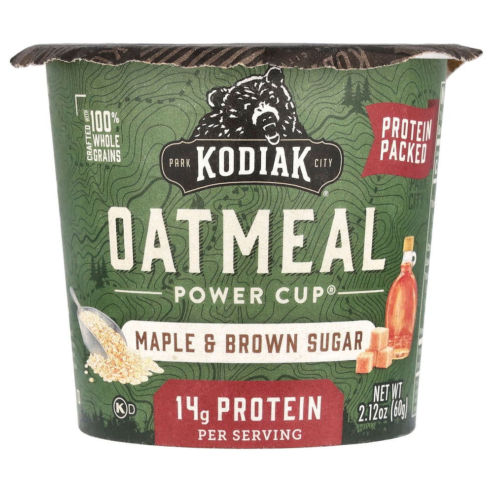 Kodiak Cakes, Oatmeal Power Cup®, с кленовым сиропом и коричневым сахаром, 60 г (2,12 унции)