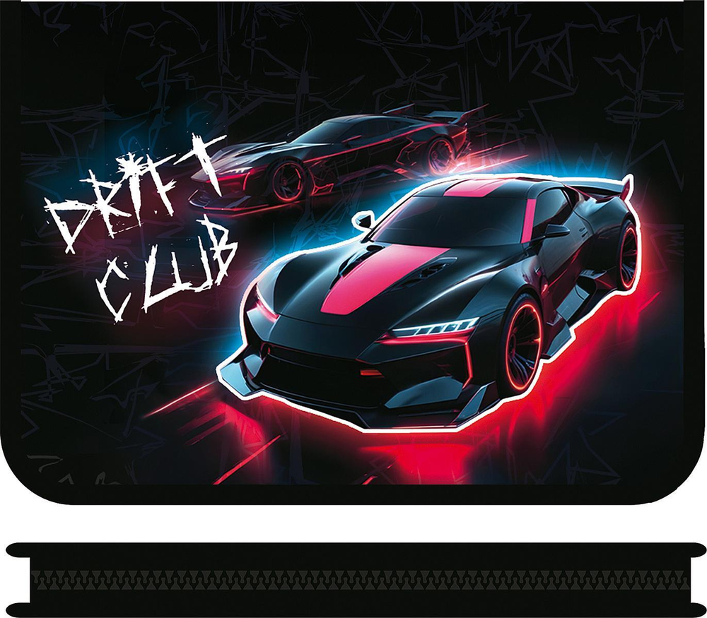 Папка д/тетрадей А4 молния вокруг печать на пластике "Черное авто 2025" (Пчёлка)