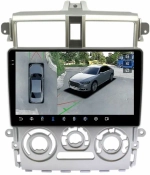 Магнитола для Mitsubishi Colt 6 2002-2012, Colt Plus (правый руль, рамка серебро) - FarCar BX9-360-9626F2S монитор 9.5" 2K QLED на Android 13, 6Гб+128Гб, CarPlay, 4G SIM-слот, 4 камеры в комплекте