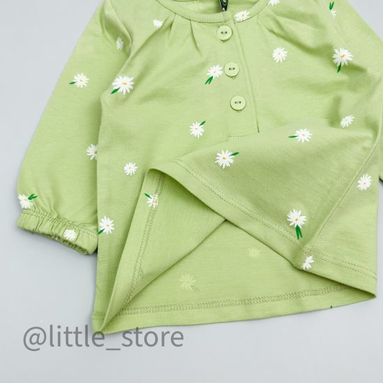 Лонгслив хлопковый "Летние цветы" сочный лайм