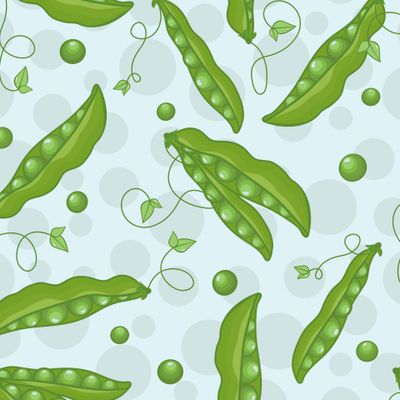 Зеленый горошек на голубом фоне