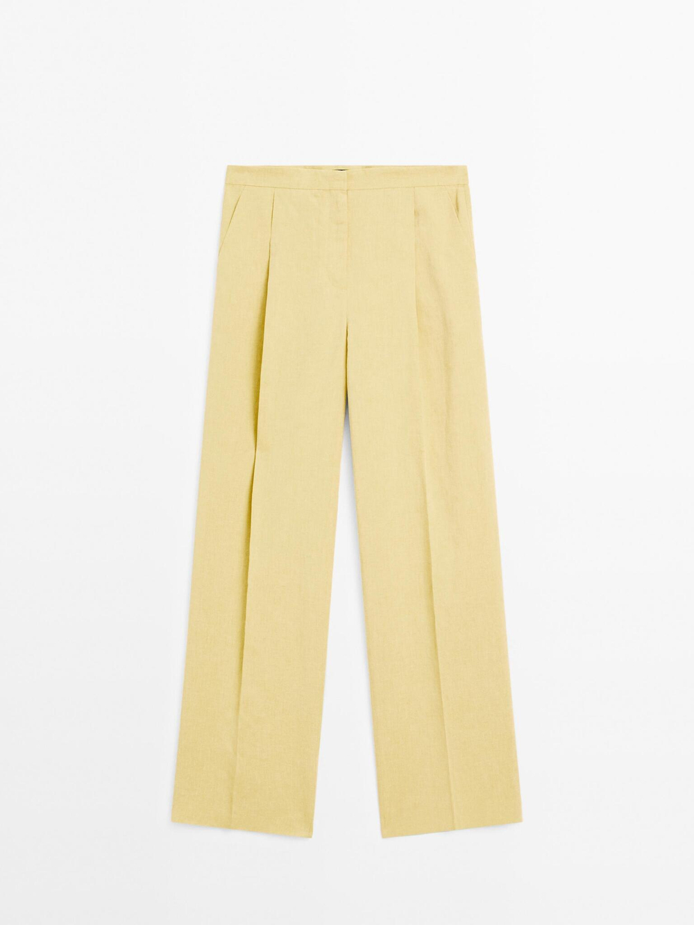Massimo Dutti Костюмные брюки с защипами, лимонно-желтый