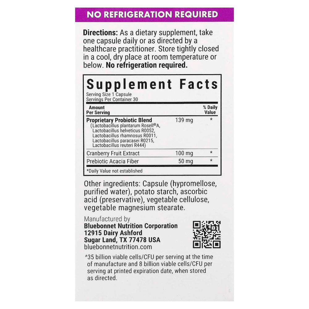 Bluebonnet Nutrition, пробиотик для женщин, 30 растительных капсул