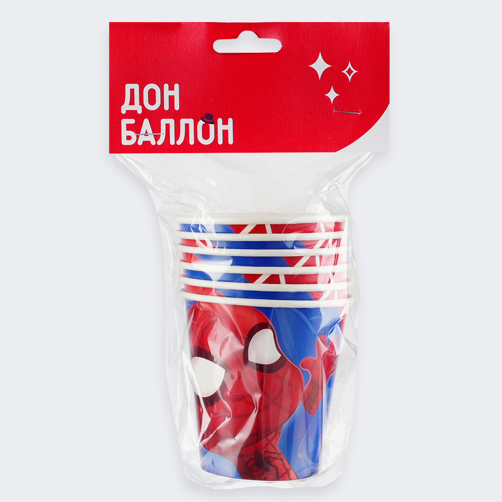 Стаканы бумажные «Человек-паук», 250 мл, 6 шт