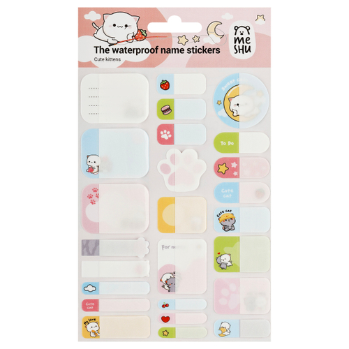 Наклейки бумажные для маркировки "Cute kittens", 11,5*20см, пакет европодвес, MESHU