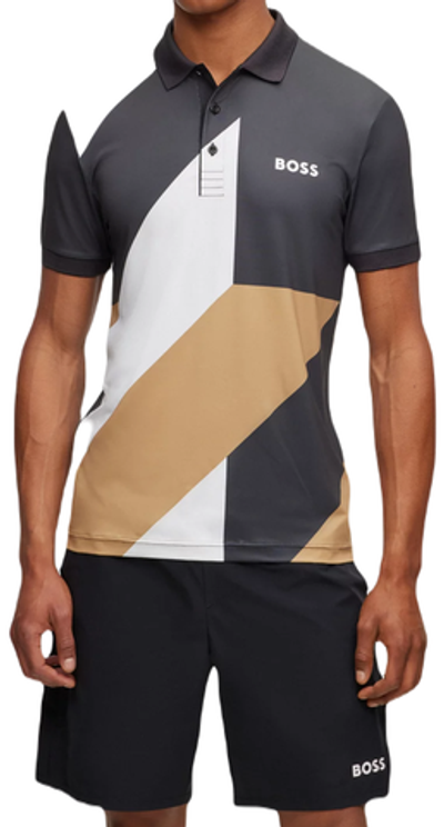 Мужское теннисное поло BOSS x Matteo Berrettini Slim-fit Patteo Polo Shirt - black