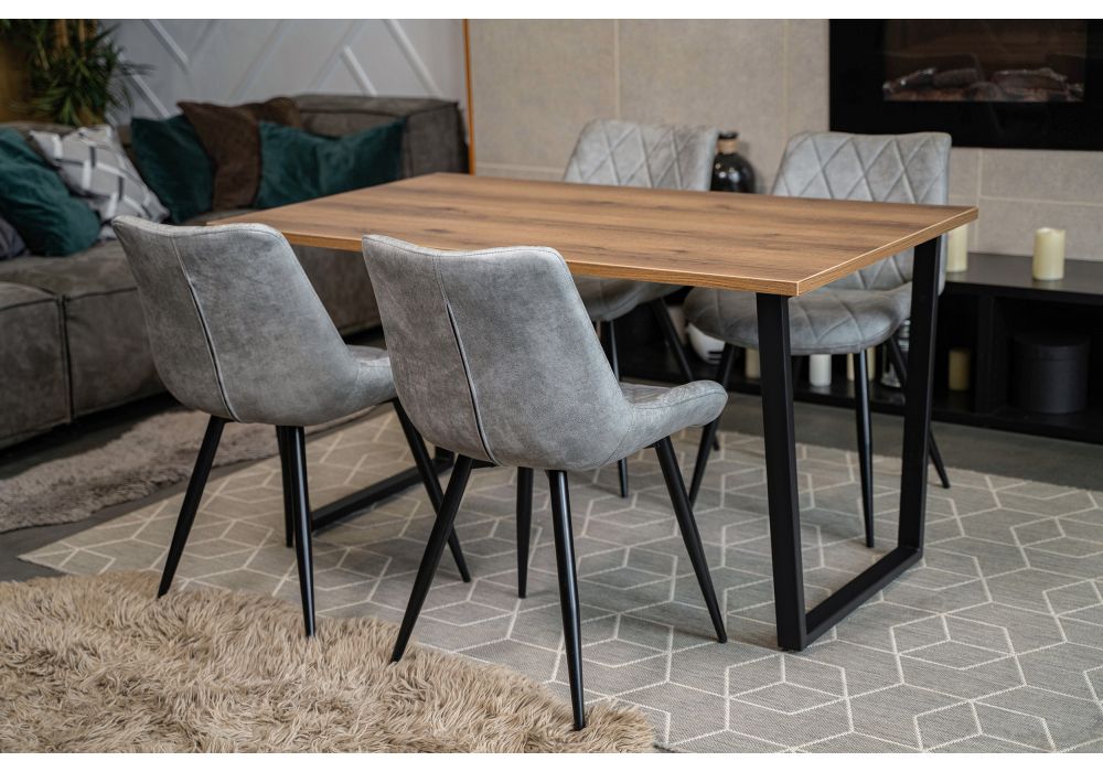 Стол Лота Лофт 120х74х75 25 мм дуб делано темный / матовый черный