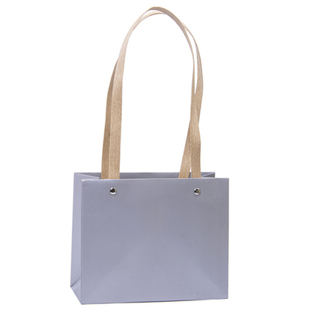 Пакет 22*18*10 с крафтовыми ручками СЕРЕБРО