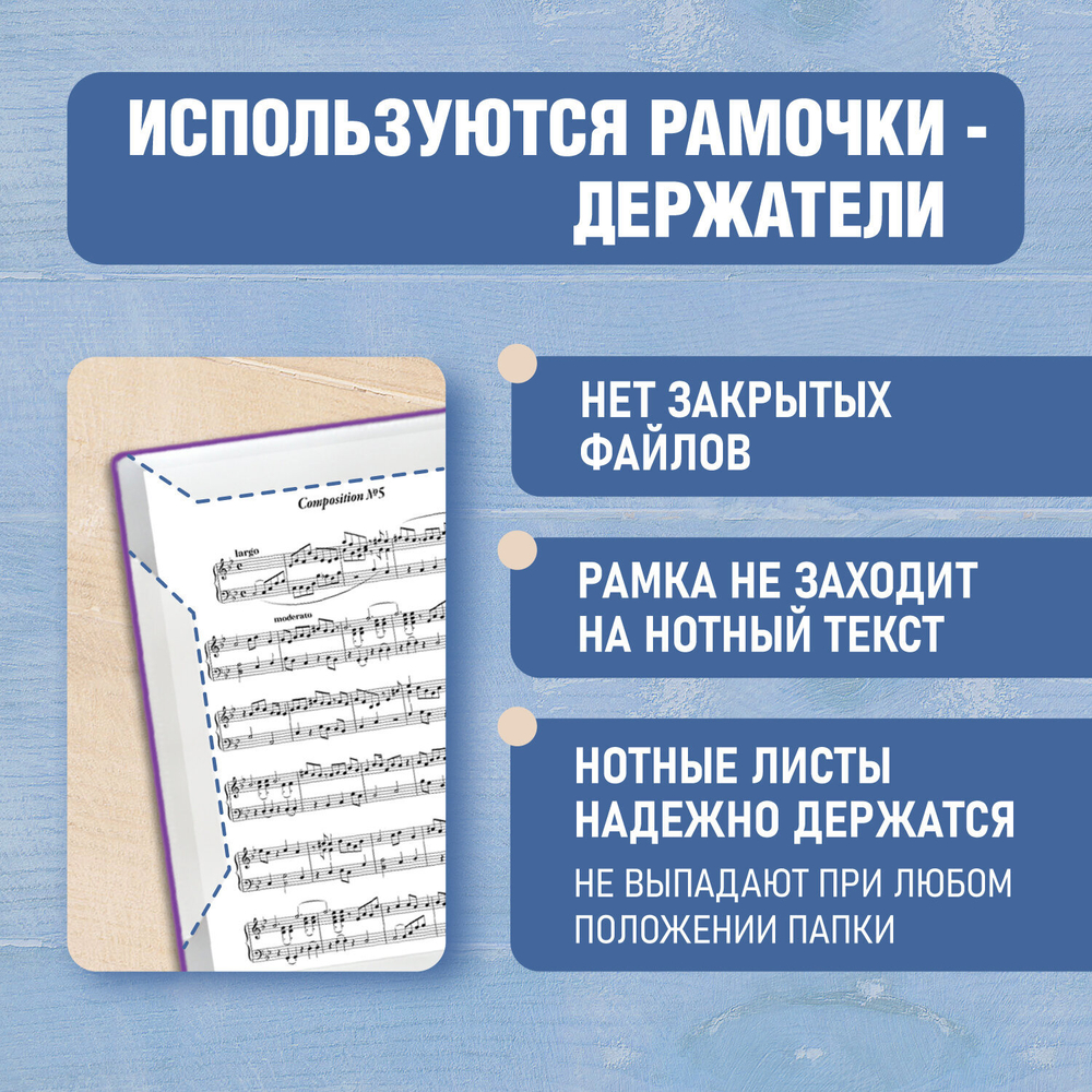 Папка-тетрадь для нот А4, 20 вкладышей на 40 страниц, на гребне, пластик, ФИОЛЕТОВАЯ, BRAUBERG, 404645