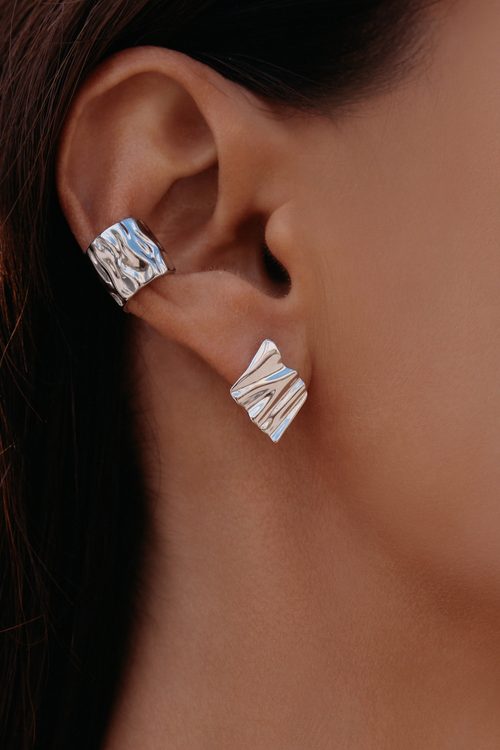 Серьги "Мятые пластины" миниатюрные