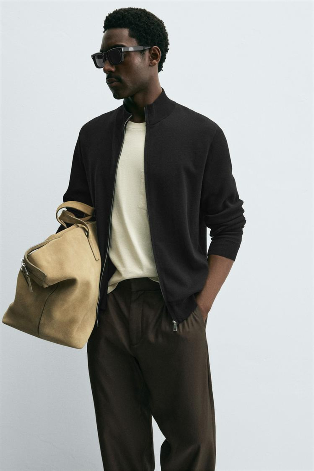 ZARA ХЛОПКОВЫЙ КАРДИГАН, ЧЕРНЫЙ