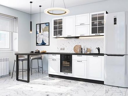 Прямая модульная кухня Дублин-03 Special White - Graphite 2140*1950*600