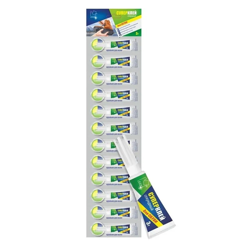 Супер клей секундный для обуви 3г A.D.M./ (комплект 12 шт)