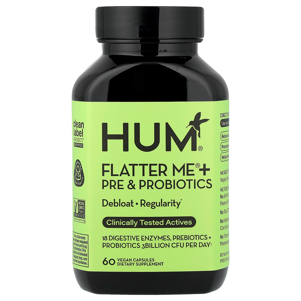 HUM Nutrition, Flatter Me®, пребиотики и пробиотики, 60 веганских капсул