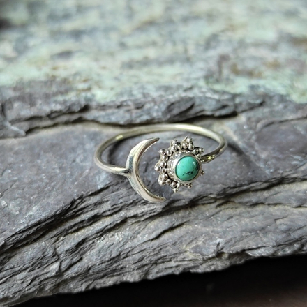 Кольцо СОЛНЕЧНОЕ ЗАТМЕНИЕ , серебро/бирюза