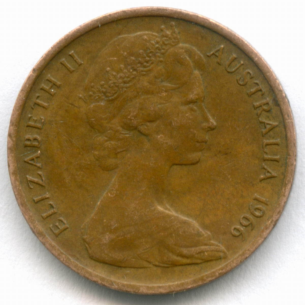 1 цент 1966 год. Австралия (Елизавета II). Карликовый летучий кускус. Бронза, диаметр 17.5 мм. XF
